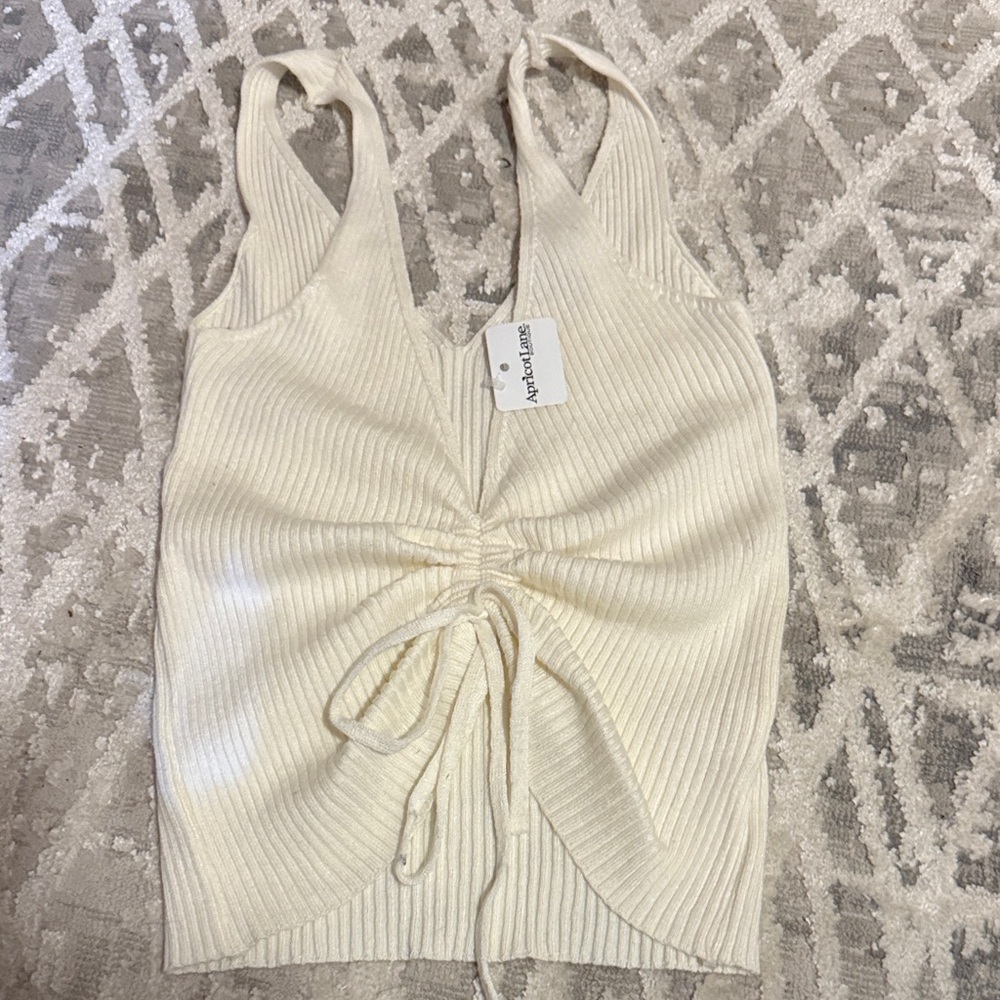 Debut Ivory Ribbed Tank Top